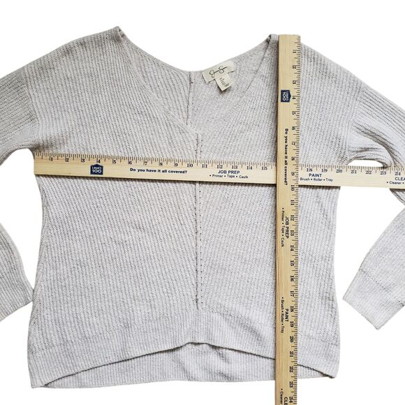 Jessica Simpson Knit Sweater Womens Small Beige Ribbed Crop Cotton - Picture 5 of 9